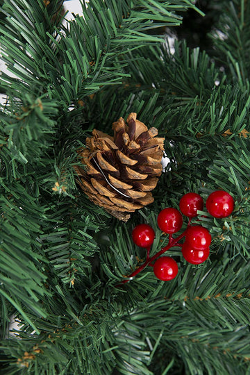 Olsen & Smith 7ft (7 Feet) 2.1m 900 Tips Festive Artificial Pine Indoor Xmas Christmas Tree with Red Berry and Pinecone Decoration - Packed Direct UK